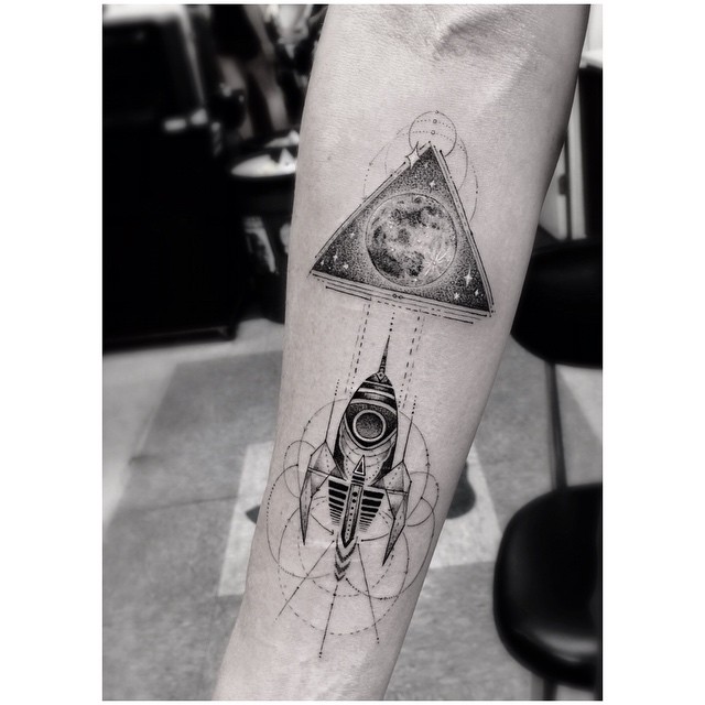 Rocket to the moon tattoo