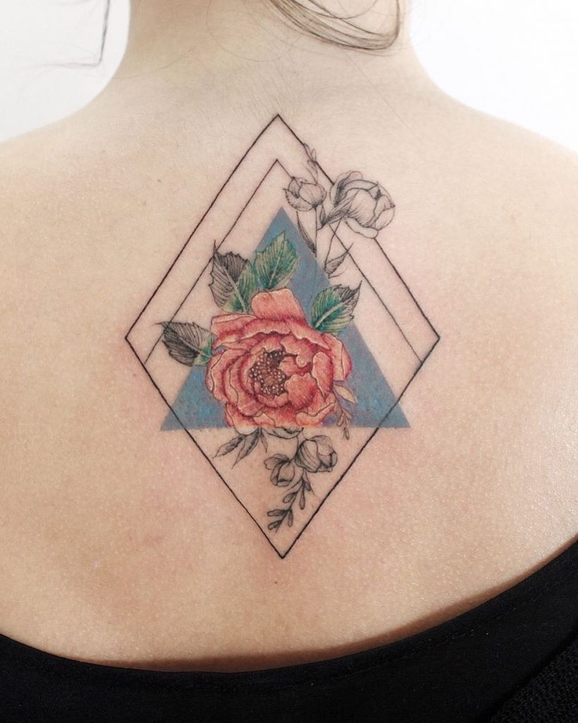 Rose in a rhombus and a triangle