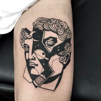 Shattered antique sculpture tattoo