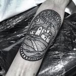 Small medieval town tattoo