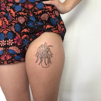 Spider plant in a pot tattoo