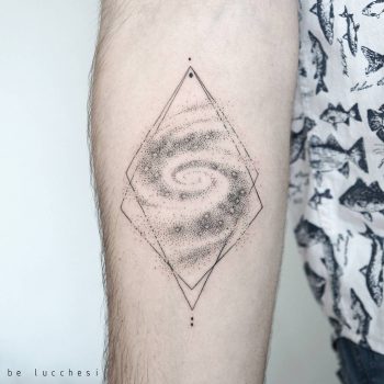 Spiral galaxy in a rhombus tattoo