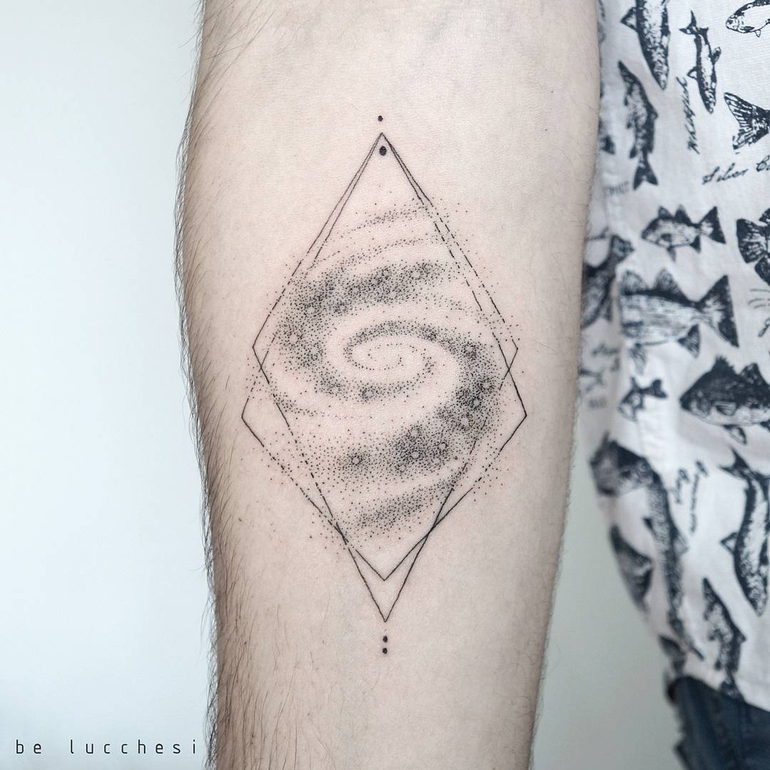 Spiral galaxy in a rhombus tattoo