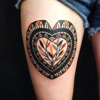 Traditional ornamental heart tattoo