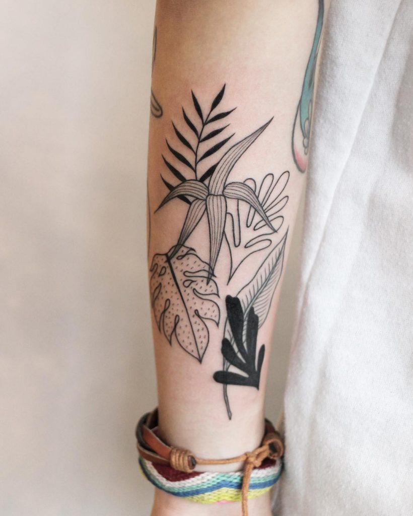 Pinterest Y A R I Tattoos, Leaf tattoos, Monstera