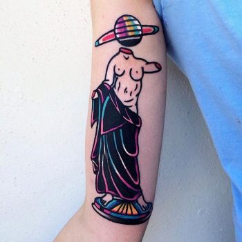 Vaporwave greek sculpture tattoo