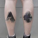 Watercolor earth and volcano tattoos