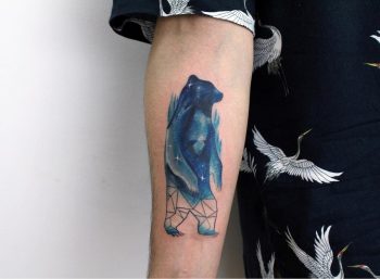 Watercolor standing bear tattoo