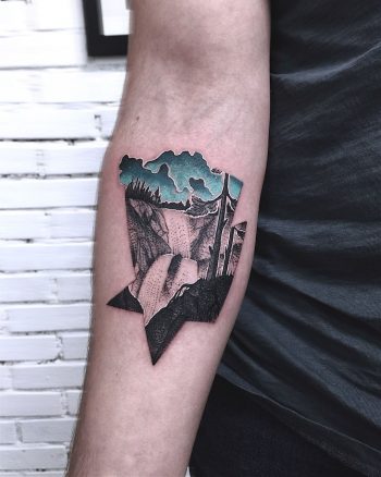 Waterfall landscape tattoo