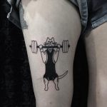 Weight lifter cat tattoo