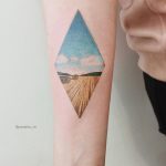 Wheat fields landscape tattoo