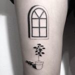 Window frame and pot tattoo