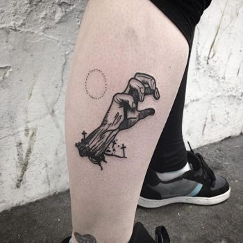 Zombie hand on the calf