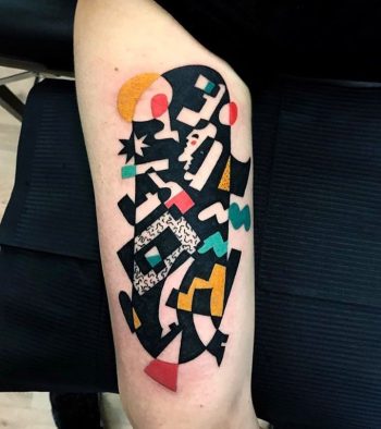 Abstract cubist tattoo by luca font