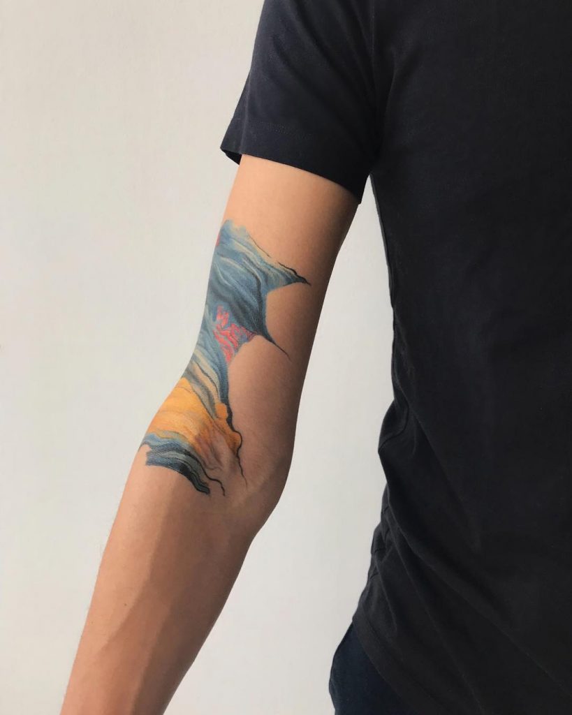 Abstract marble piece tattoo