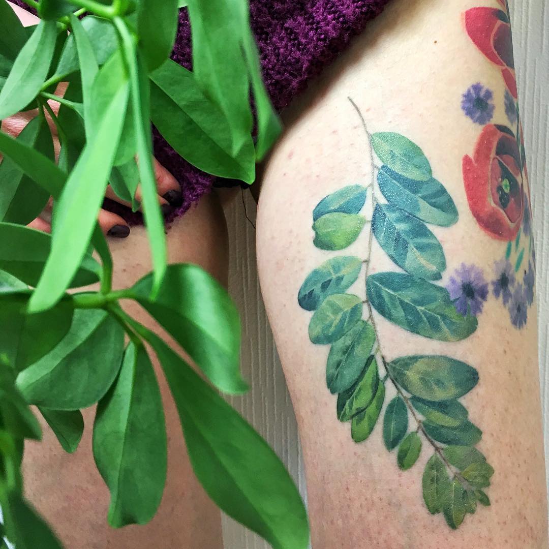 Acacia leaf tattoo