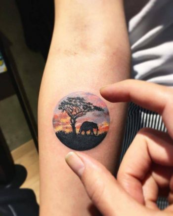 African scenery tattoo