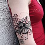 Bee and 3d honeycomb tattoo