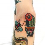 Bee and a cactus tattoo