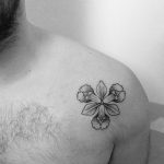 Black and grey iris flower tattoo