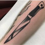 Blackwork knife tattoo by jeroen