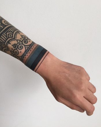 Blue and black stripe wristband