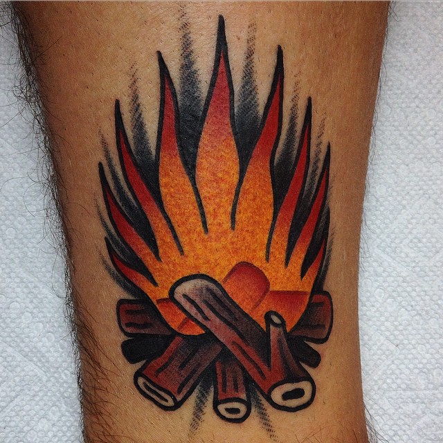 Burning wood tattoo