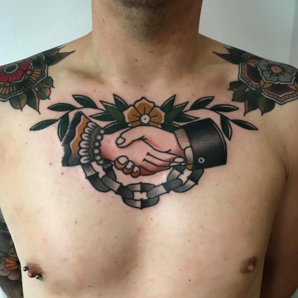 Chained handshake tattoo 