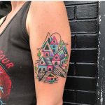 Colorful city tattoo by joey cassina