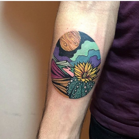 Colorful landscape tattoo by dusty past