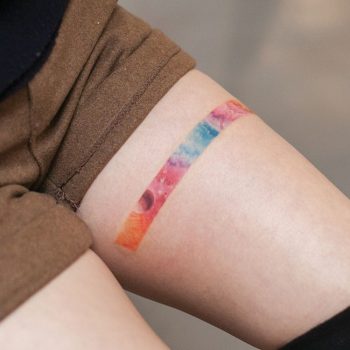 Cosmic landscape line tattoo