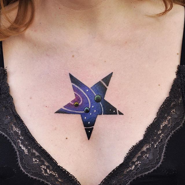 Cosmic star tattoo