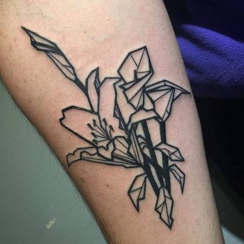Cubist lily tattoo
