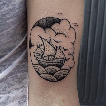 Cute ship tattoo by susanne könig