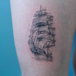 Detailed old ship tattoo