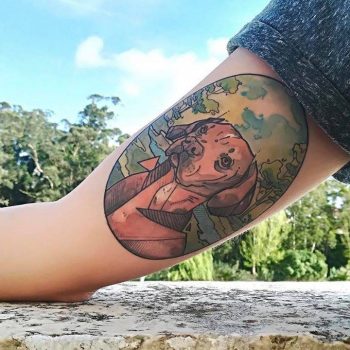Dog portrait tattoo by tania catclaw