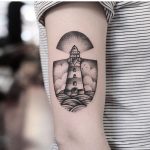 Dotwork lighthouse tattoo by jonas