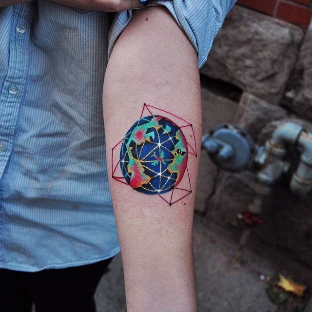 Earth tattoo by david cote