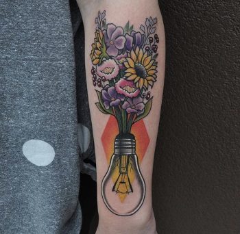 Flower bouquet in a lightbulb