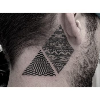 Geometric pattern triangle and rhombus tattoos