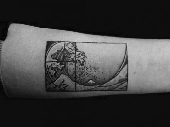 Golden ratio and great wave of hokusai tattoo