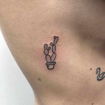 Handpoked mini cactus tattoo