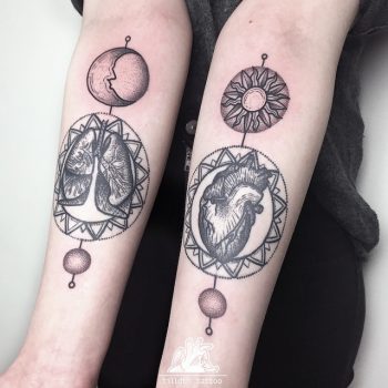 Heart and lungs tattoo