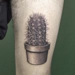 Hyper realistic dotwork cactus tattoo