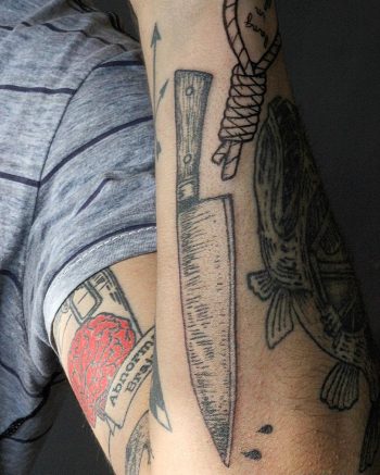 Illustrative knife and noose tattoo by lindsay april