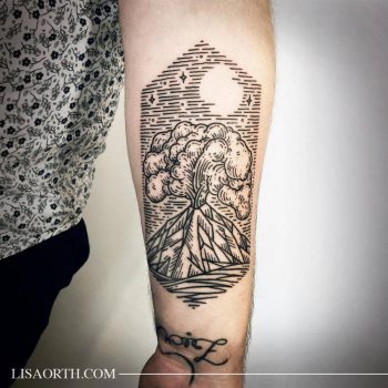Island volcano tattoo