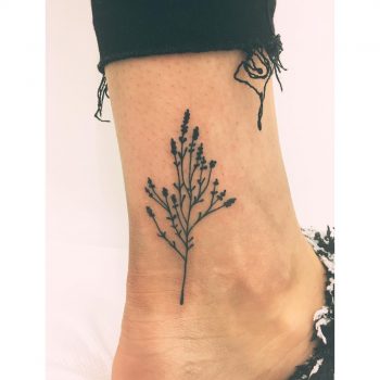 Lavender tattoo on the ankle