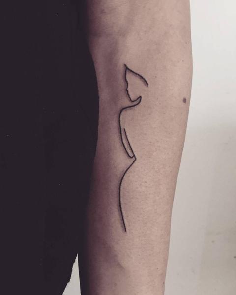 Linear sketch style silhouette tattoo