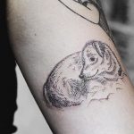 Linework dog portrait tattoo