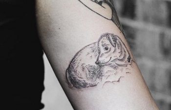Linework dog portrait tattoo